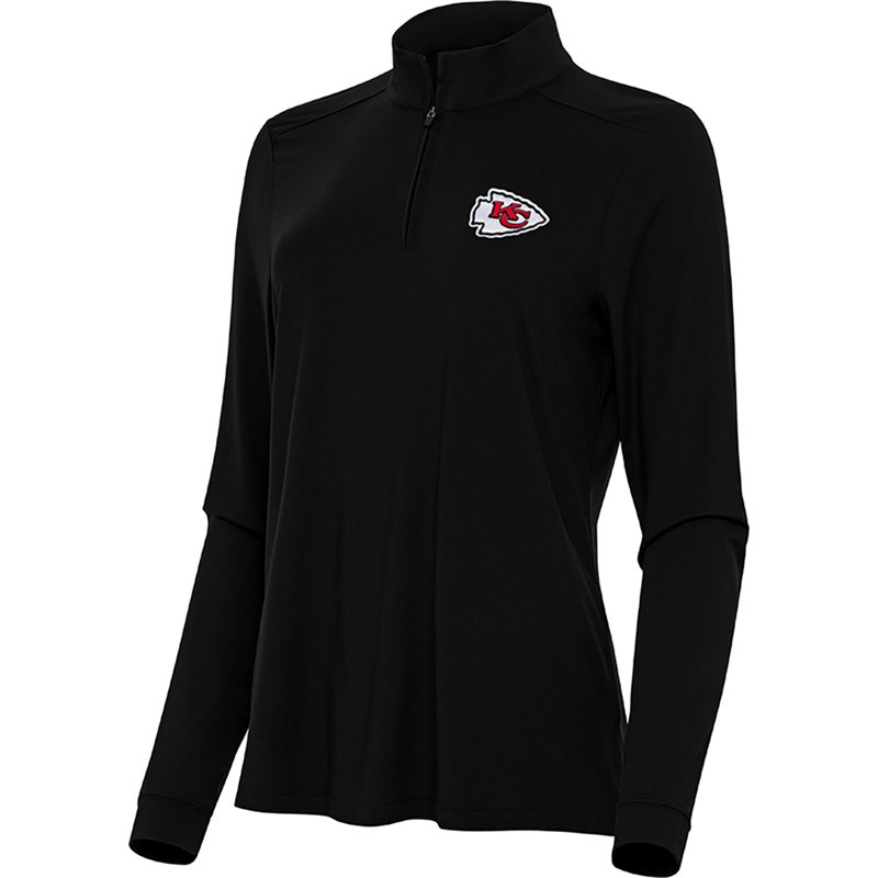 Women's Antigua  Black Kansas City Chiefs Intent Quarter-Zip Sweatshirt