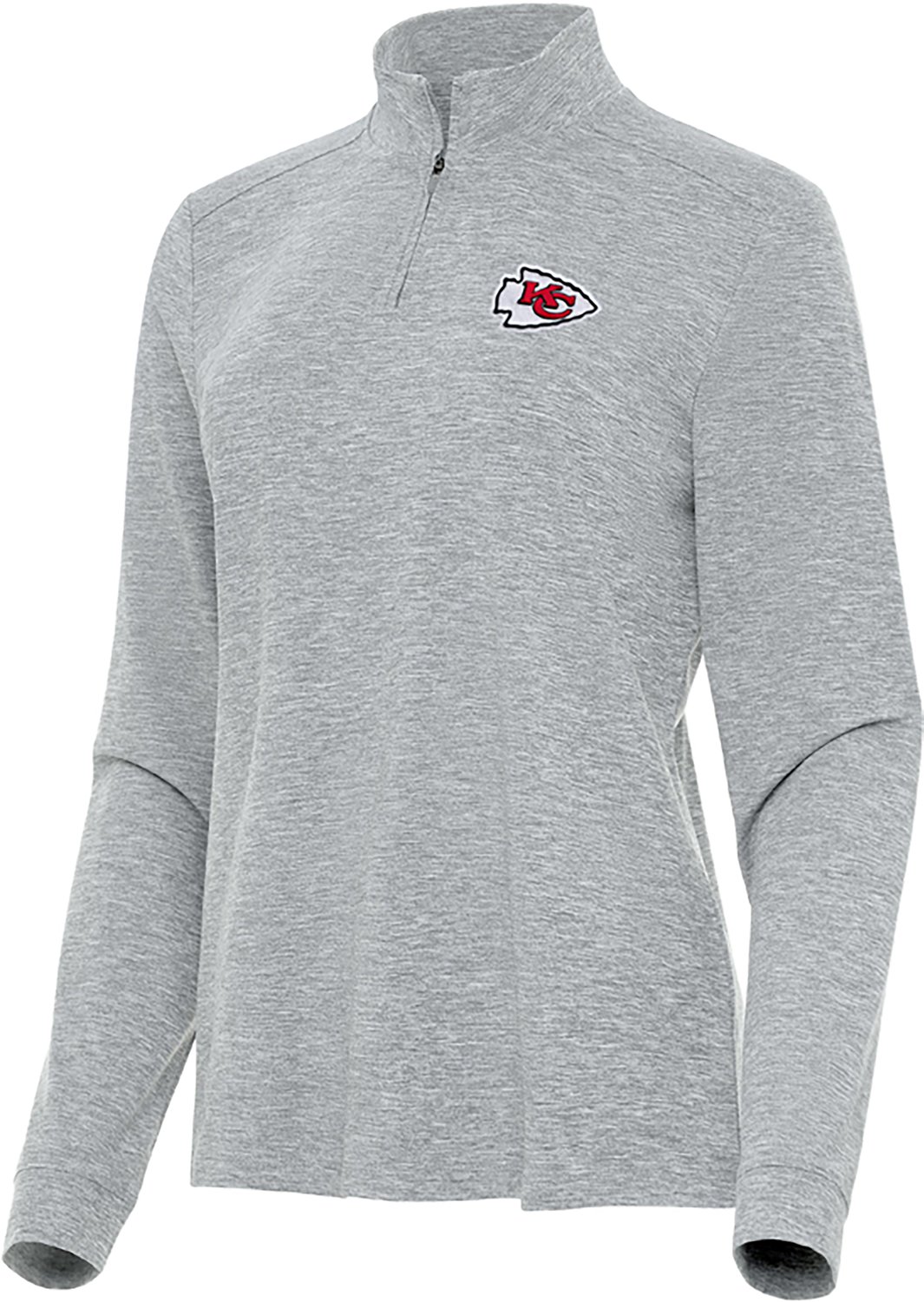 Antigua Women's Kansas City Chiefs Mentor LS QZ Mock Polo Pullover - view number 1
