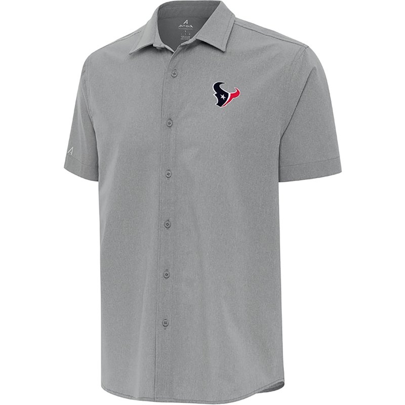 Men's Antigua Gray Houston Texans Activate Woven Button-Up Shirt