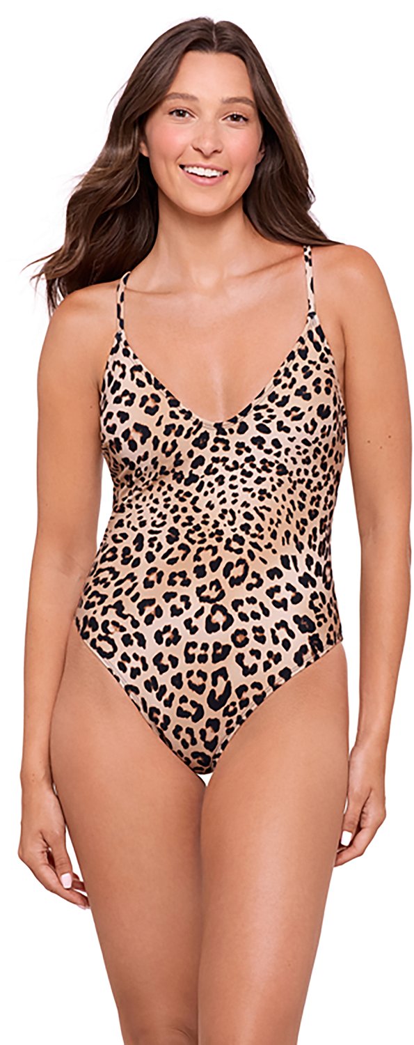 O'Rageous Juniors' Safari V-neck Plunge One Piece Swimsuit