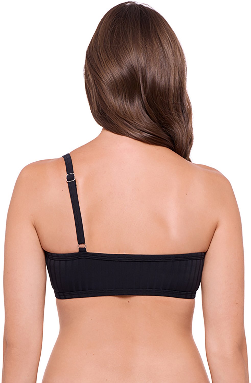 O'Rageous Juniors' Satin Rib Adjustable One Shoulder Bralette Swim Top - view number 2