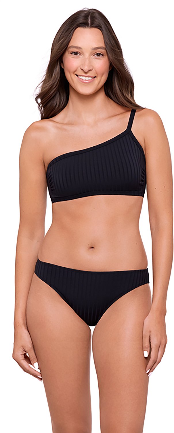 O'Rageous Juniors' Satin Rib Adjustable One Shoulder Bralette Swim Top - view number 3