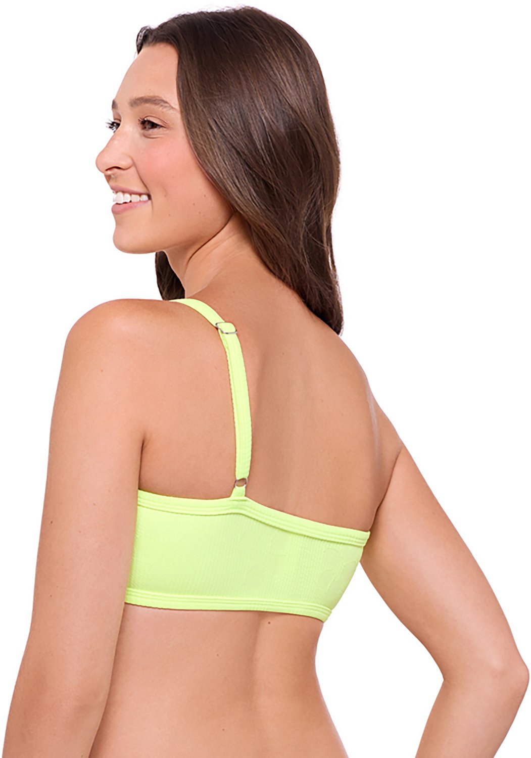 O'Rageous Juniors' Floral Texture Adjustable One Shoulder Bralette Swim Top                                                      - view number 5