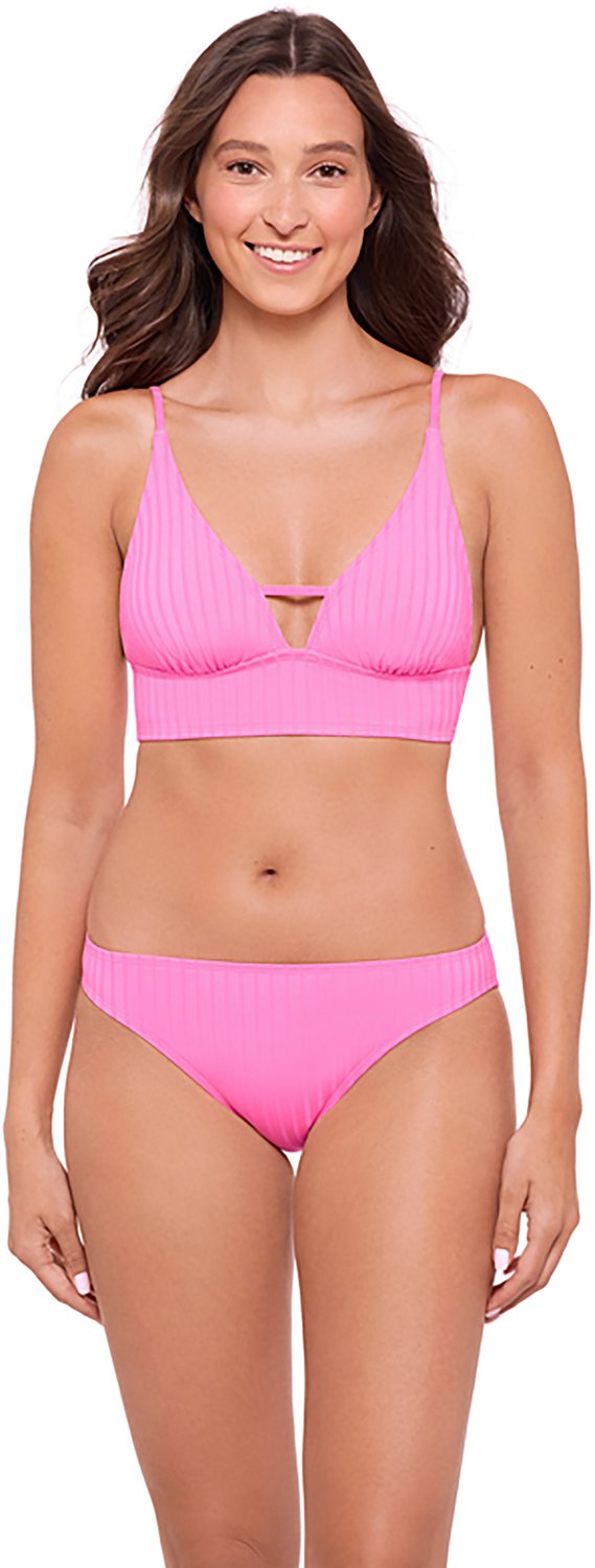 O'Rageous Juniors' Satin Rib Front Tab Midkini Bralette Swim Top - view number 3
