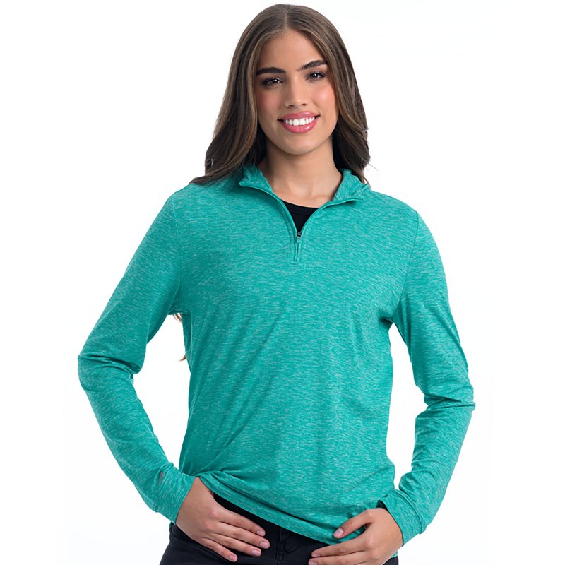 Antigua Spring 2025 Womens Hooded Long Sleeve Quarter-Zip Pullover Sweater, Small, Green
