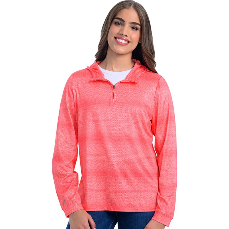 Antigua Spring 2025 Womens Mock Neck Long Sleeve Quarter-Zip Pullover Sweater, Small, Orange