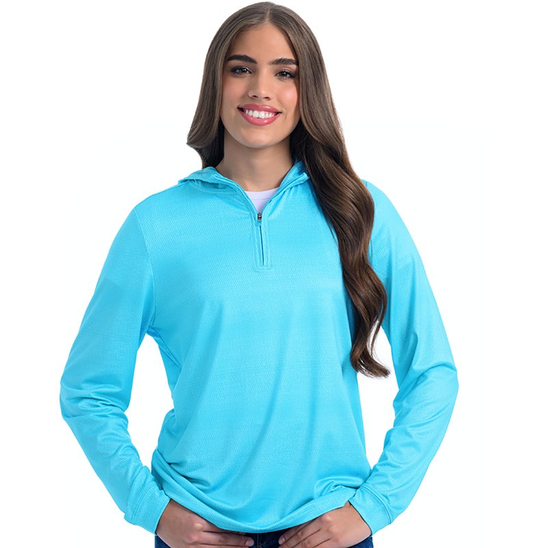 Antigua Spring 2025 Womens Mock Neck Long Sleeve Quarter-Zip Pullover Sweater, Large, Blue