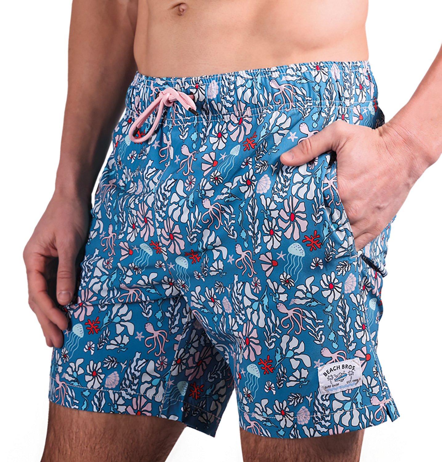 Beach Bros Men's Floral Octopus Swim Trunk Shorts 6.5 in - view number 3