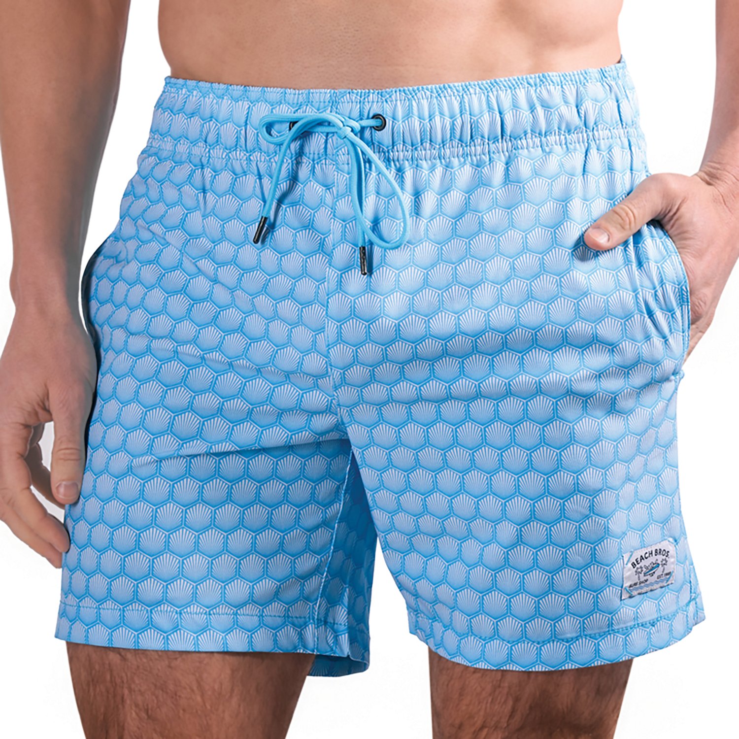 Beach Bros Men's Hexagon Ray Swim Trunk Shorts 6.5