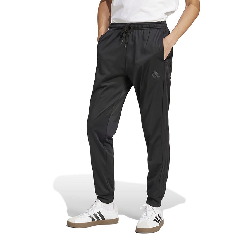 adidas Men's Regular-Fit Tapered Stripe Track Pants - Black/blac