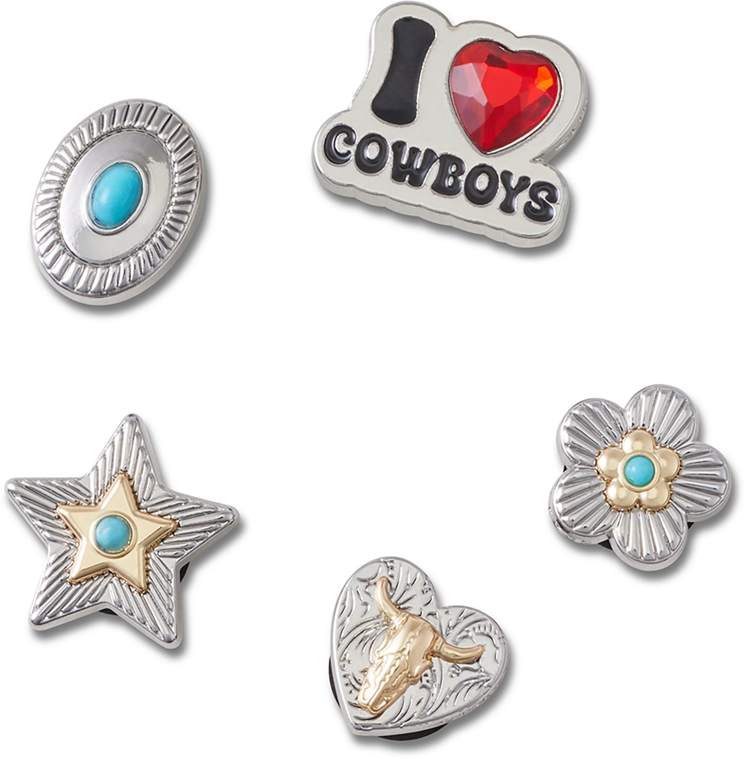 Crocs Silver I Heart Cowboy Jibbitz 5-Pack
