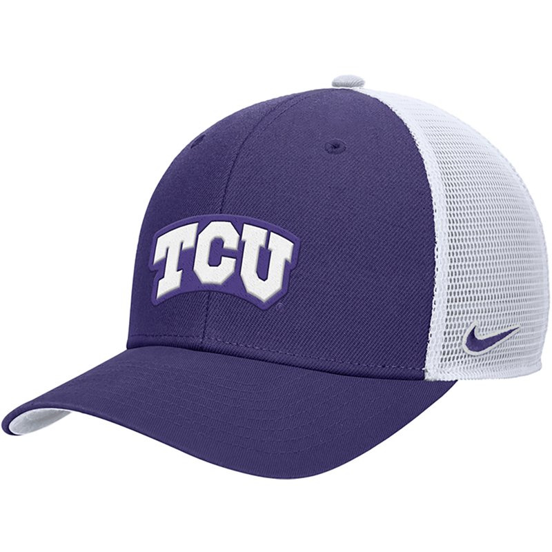 Nike Adult TCU Horned Frogs Purple Rise Adjustable Trucker Hat, Men's, Medium/Large