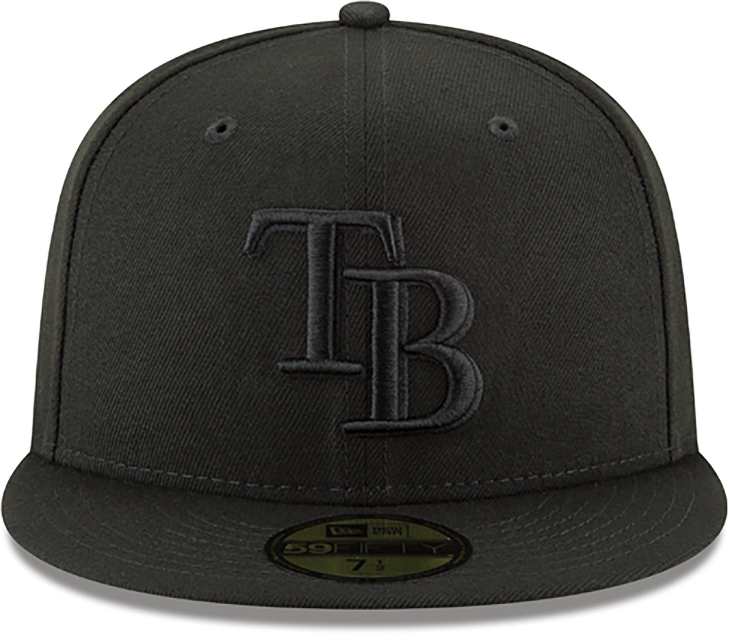 New Era Men's Tampa Bay Rays Black on Black Fitted 59FIFTY Cap                                                                   - view number 2