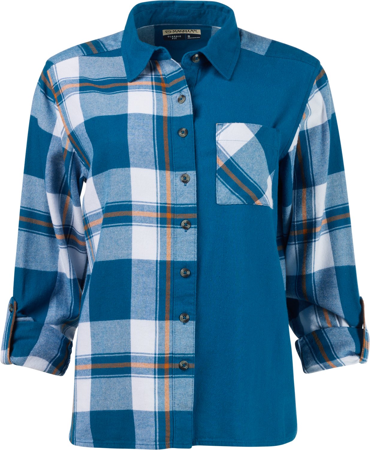 Magellan Outdoors Women's Willow Creek Mixed Media Plaid Long Sleeve Blouse - view number 2