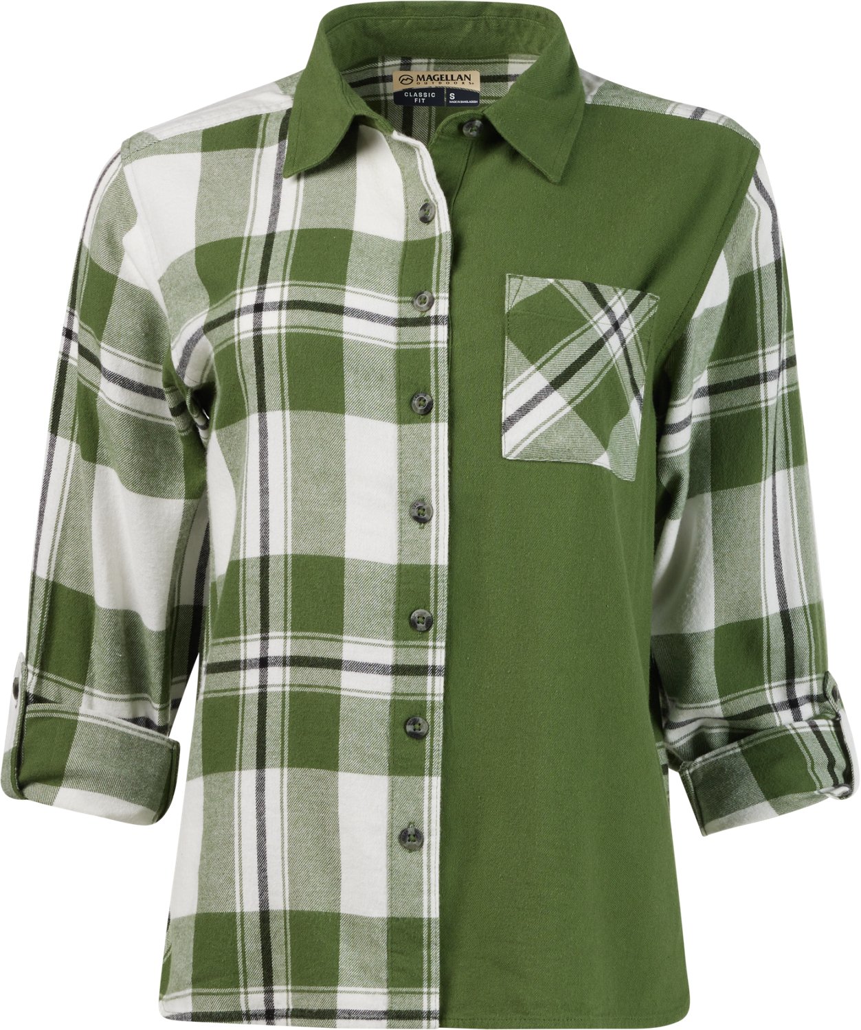 Magellan Outdoors Women's Willow Creek Mixed Media Plaid Long Sleeve Blouse - view number 2