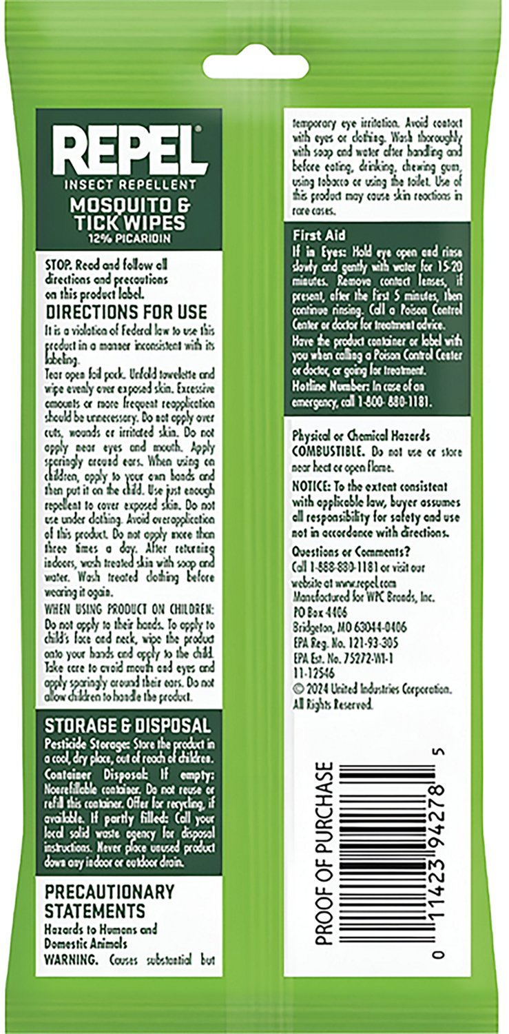 Repel Mosquito & Tick Insect Repellent Wipes - view number 2