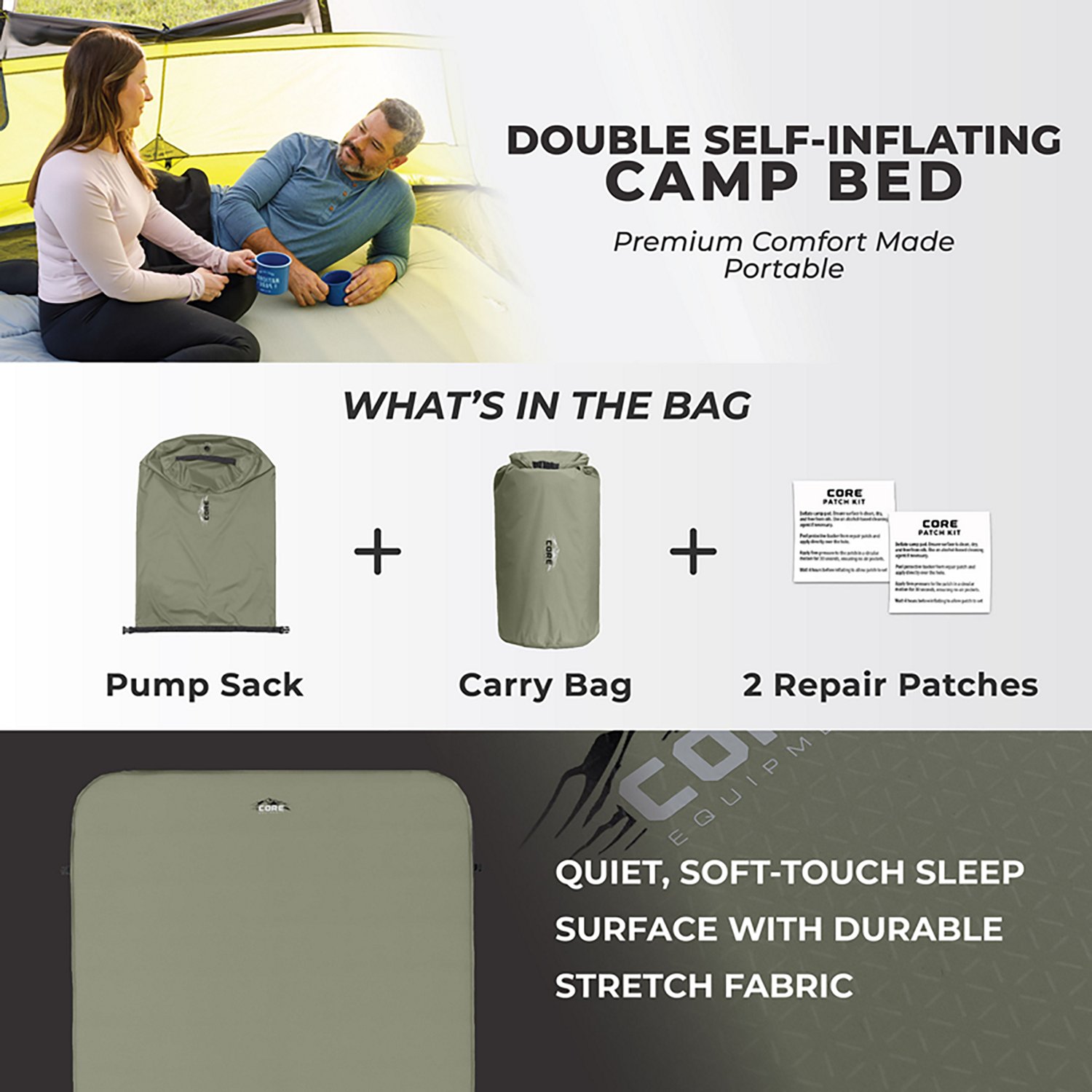 CORE Equipment 4 Season Self Inflating Double Camping Bed - view number 2