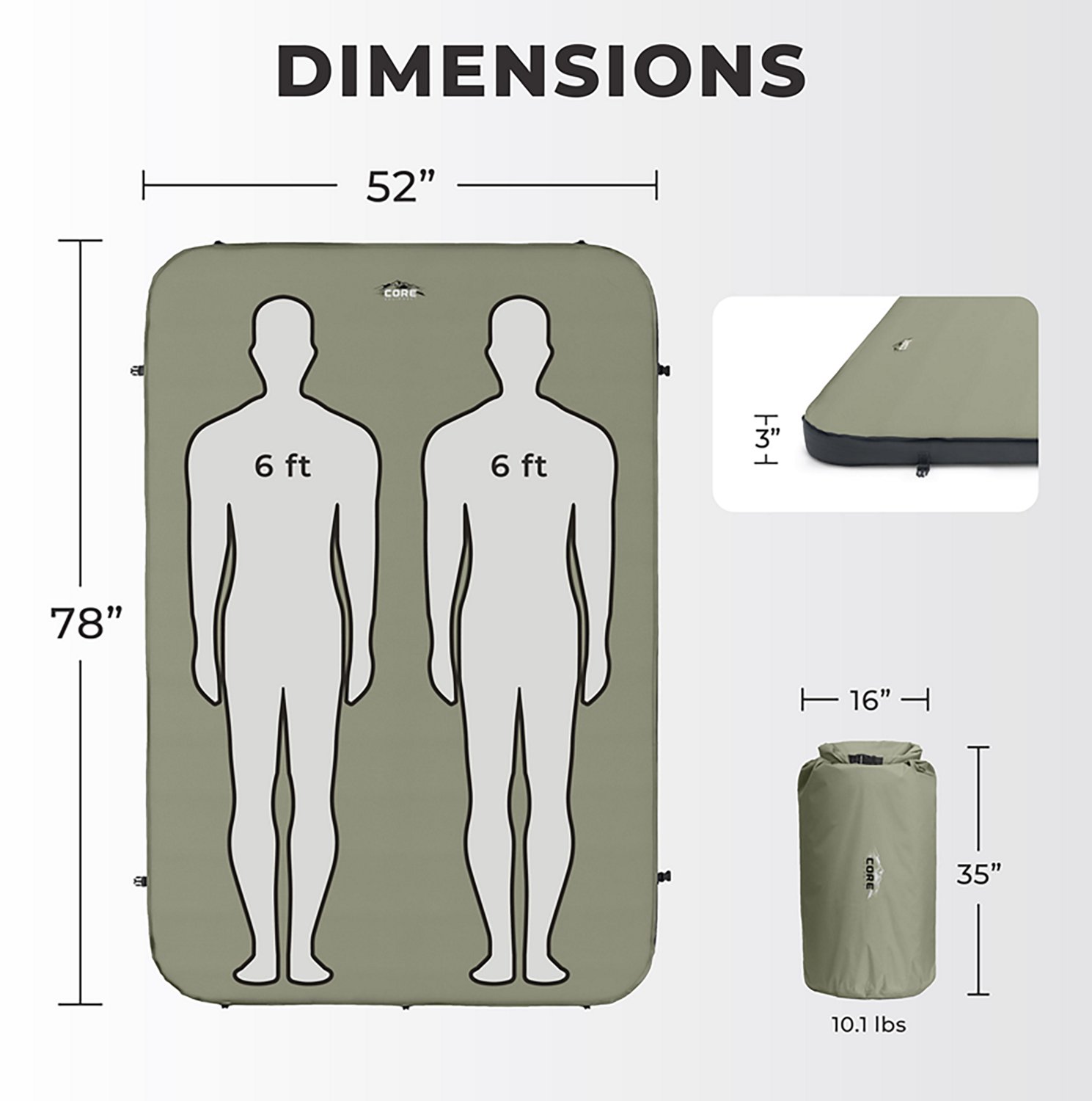 CORE Equipment 4 Season Self Inflating Double Camping Bed - view number 3