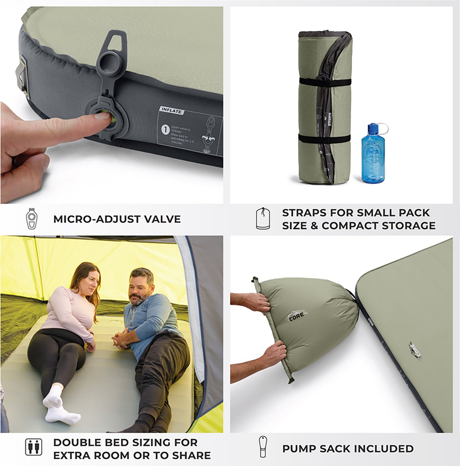 CORE Equipment 4 Season Self Inflating Double Camping Bed - view number 4