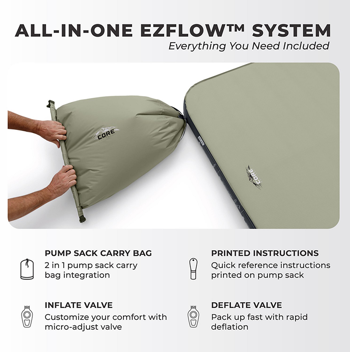CORE Equipment 4 Season Self Inflating Double Camping Bed - view number 6