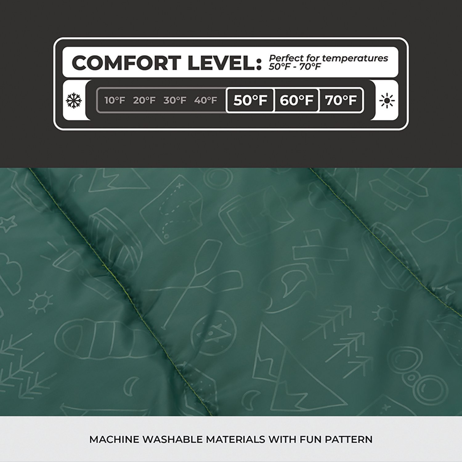 CORE Equipment Kids' Warm Weather 50°F  Rectangle Sleeping Bag - view number 3