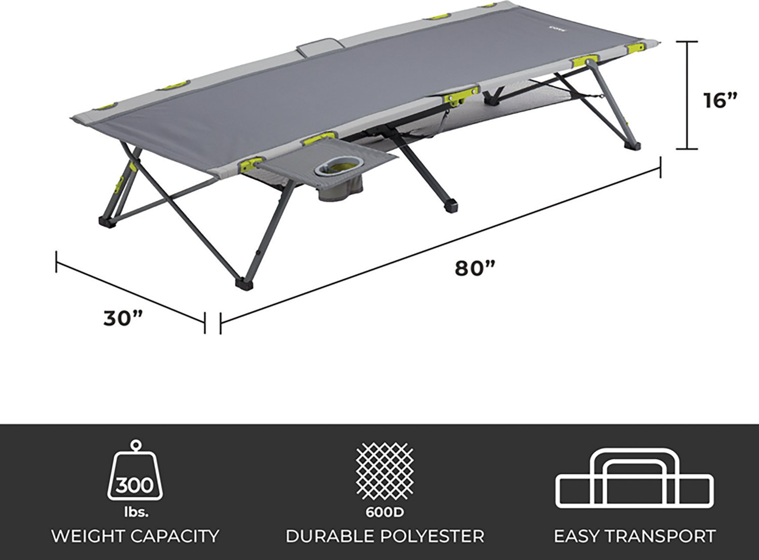 CORE Equipment Locking Camp Cot - view number 2