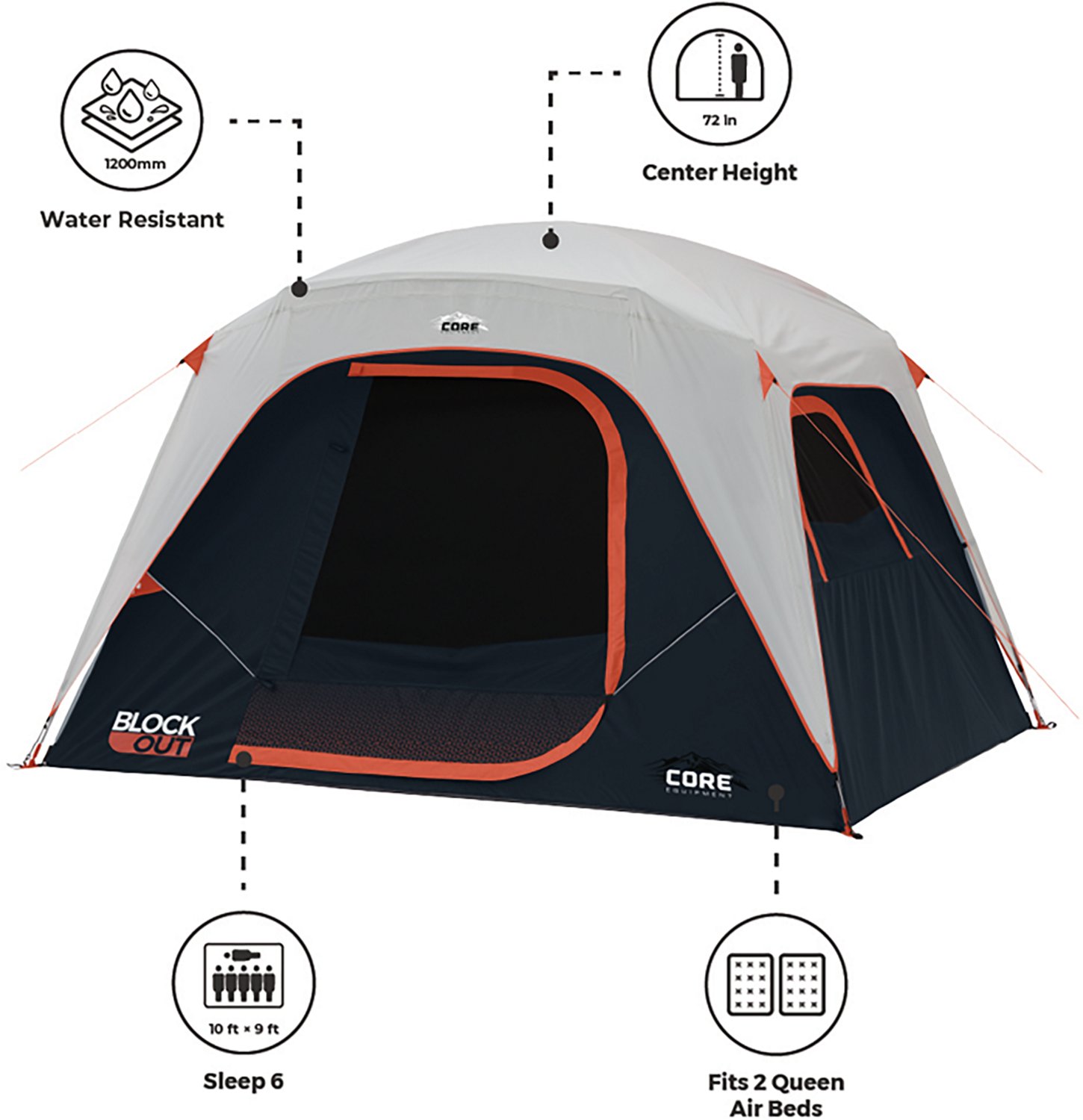 CORE Equipment Blockout 6 Person Dome Tent                                                                                       - view number 2