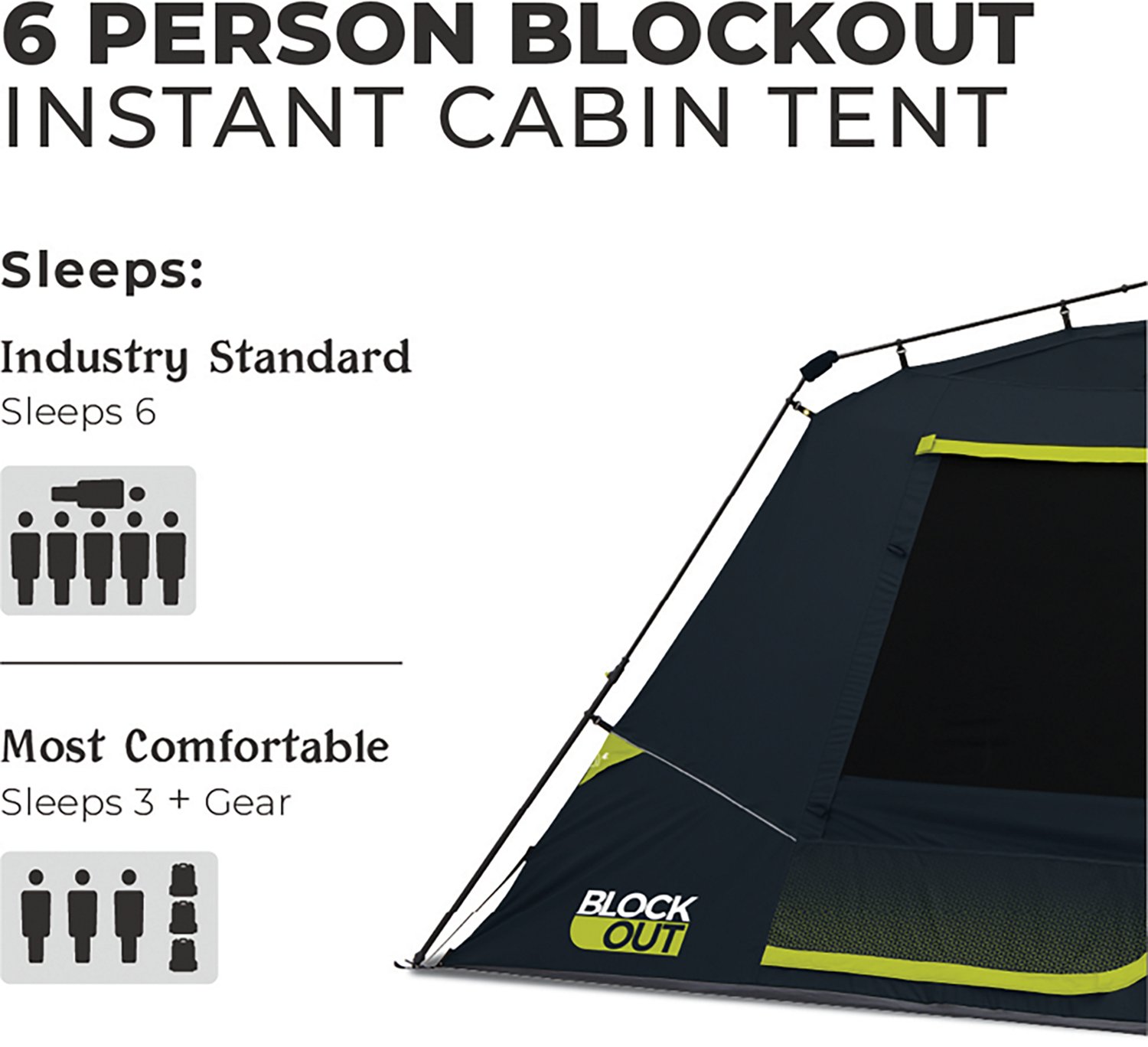 CORE Equipment Blockout 6 Person Instant Cabin Tent - view number 2