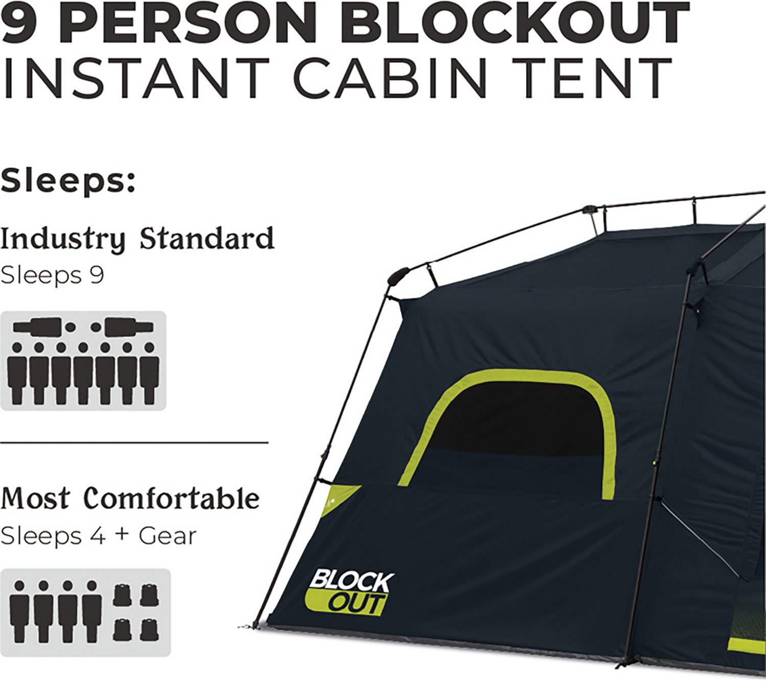 CORE Equipment Blockout 9 Person Instant Cabin Tent - view number 4