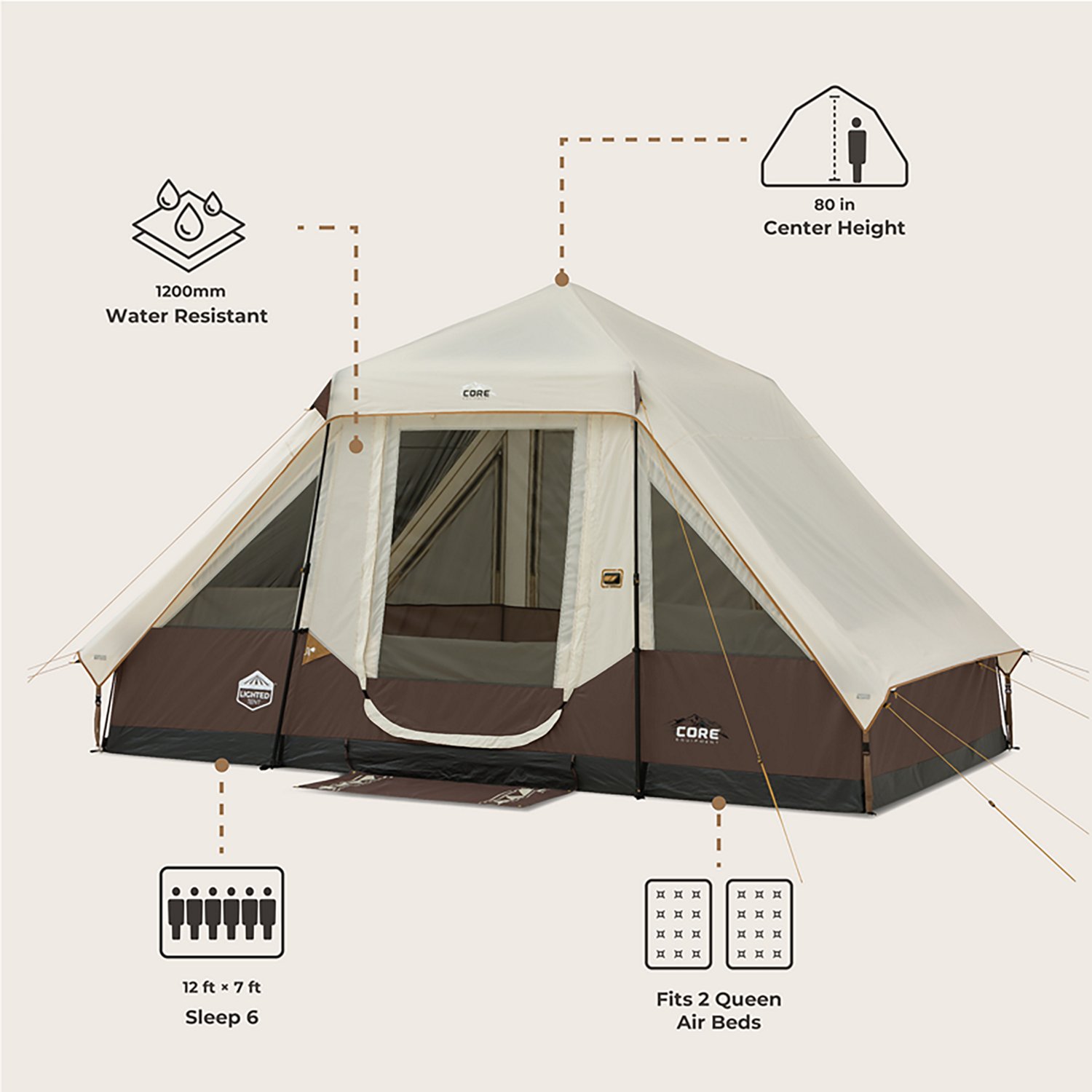 CORE Equipment Instant Pyramid 6 Person Cabin Tent                                                                               - view number 2