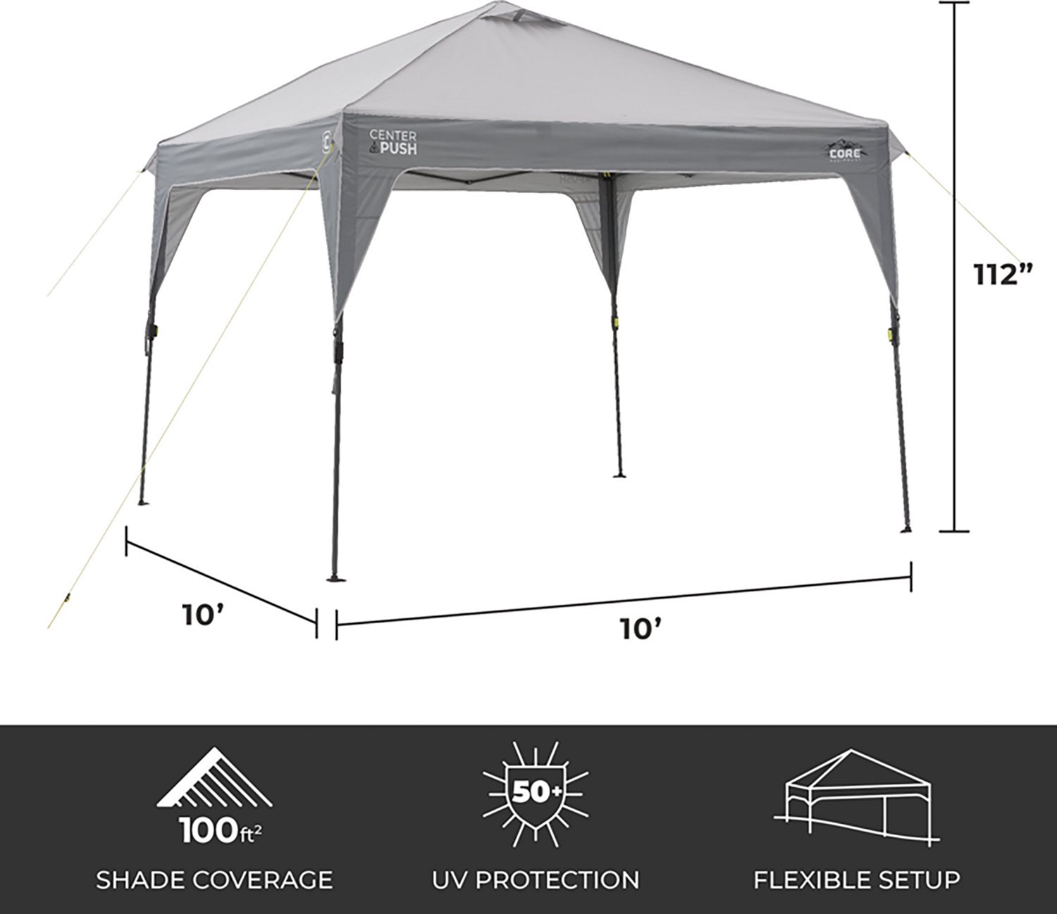 CORE Equipment Center Push 10 x 10 ft Instant Canopy - view number 2