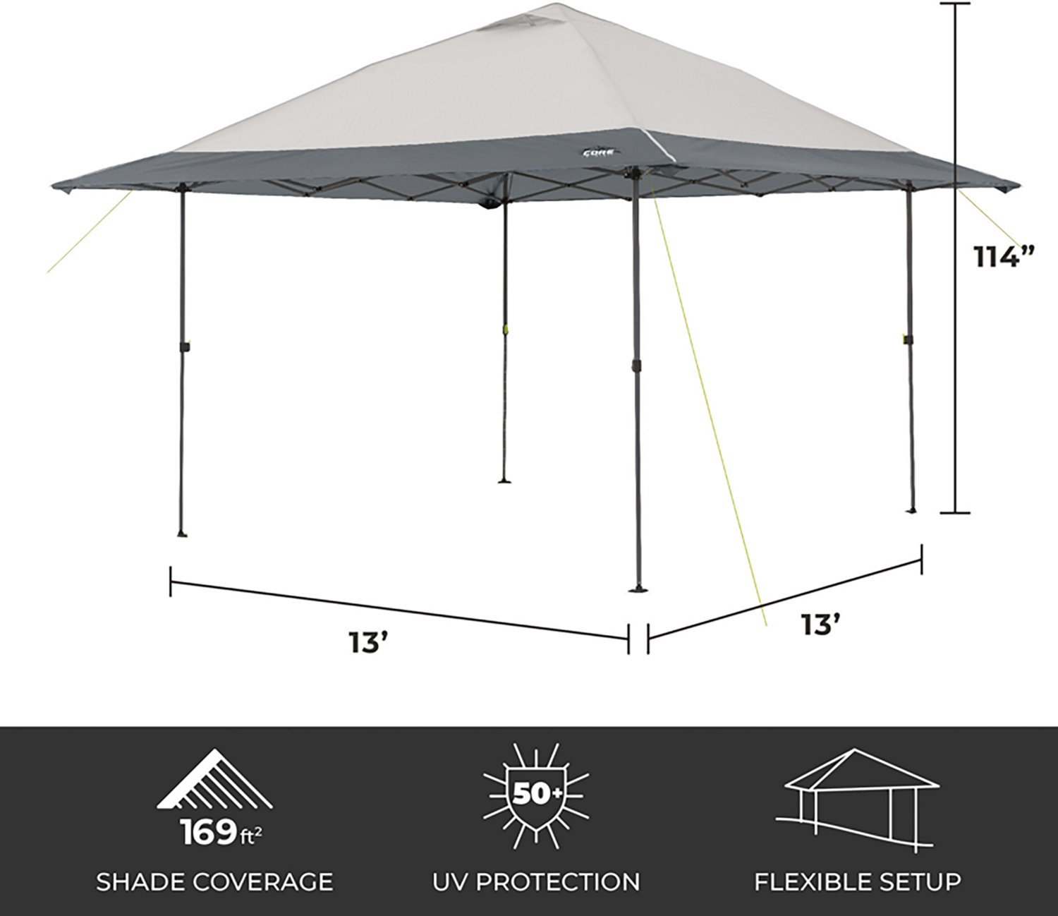 CORE Equipment Center Push Eaved 13 x 13 ft Instant Canopy - view number 2
