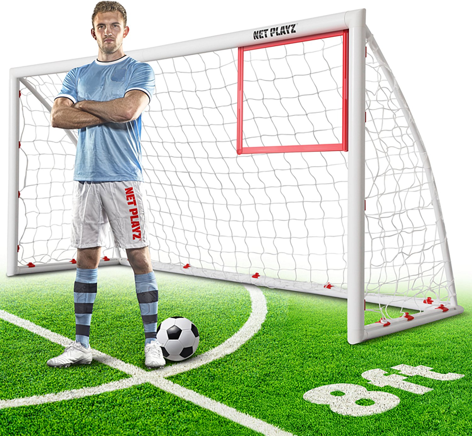 Net Playz 8 ft x 4 ft PVC Soccer Goal with Corner Target