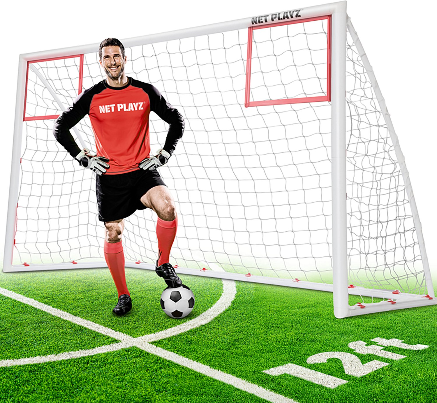 Net Playz 12x6 Foot PVC Soccer Goal with 2 Corner Targets 
