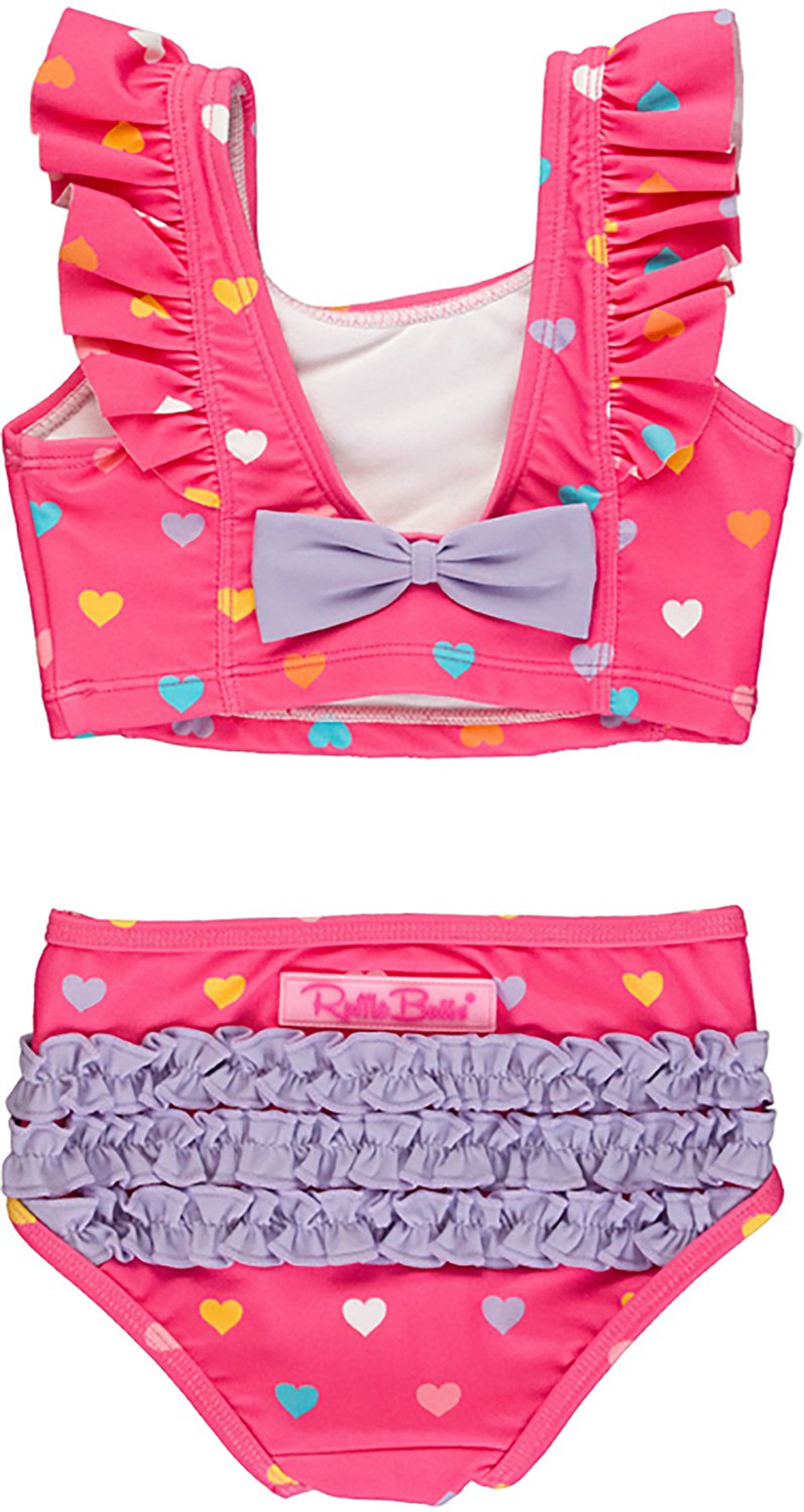 RuffleButts Girls' 4-7 Colorful Hearts Waterfall Tankini Set - view number 2