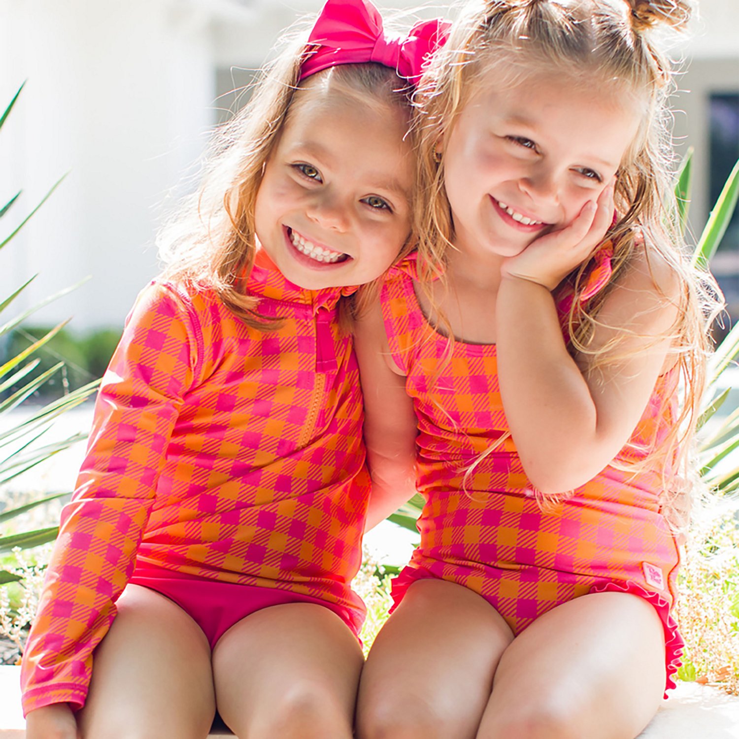 RuffleButts Girls' Gingham Tie Shoulder One-Piece Swimsuit - view number 3