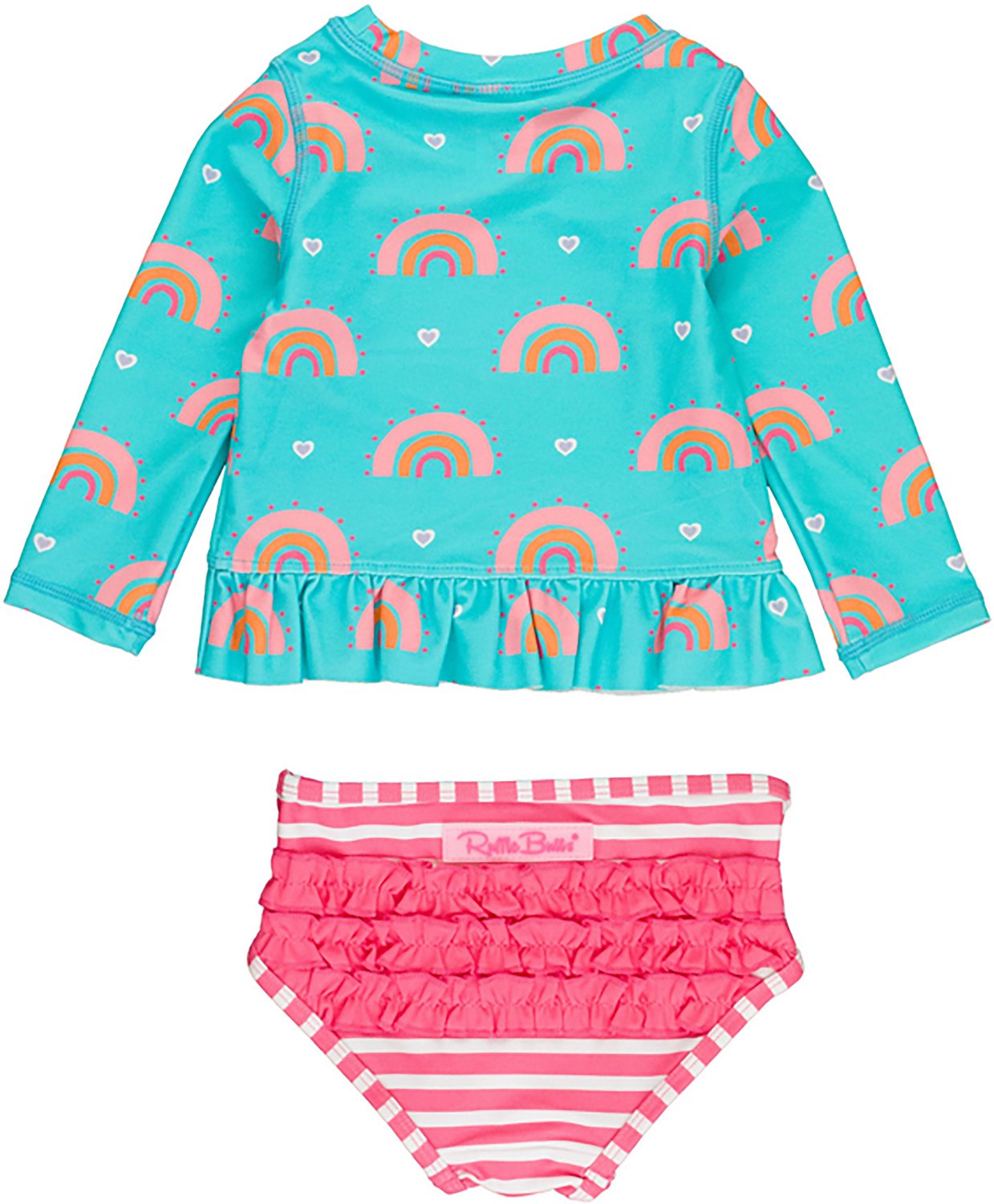 RuffleButts Girls' Catching Rainbows Long Sleeve Rash Guard Set - view number 2