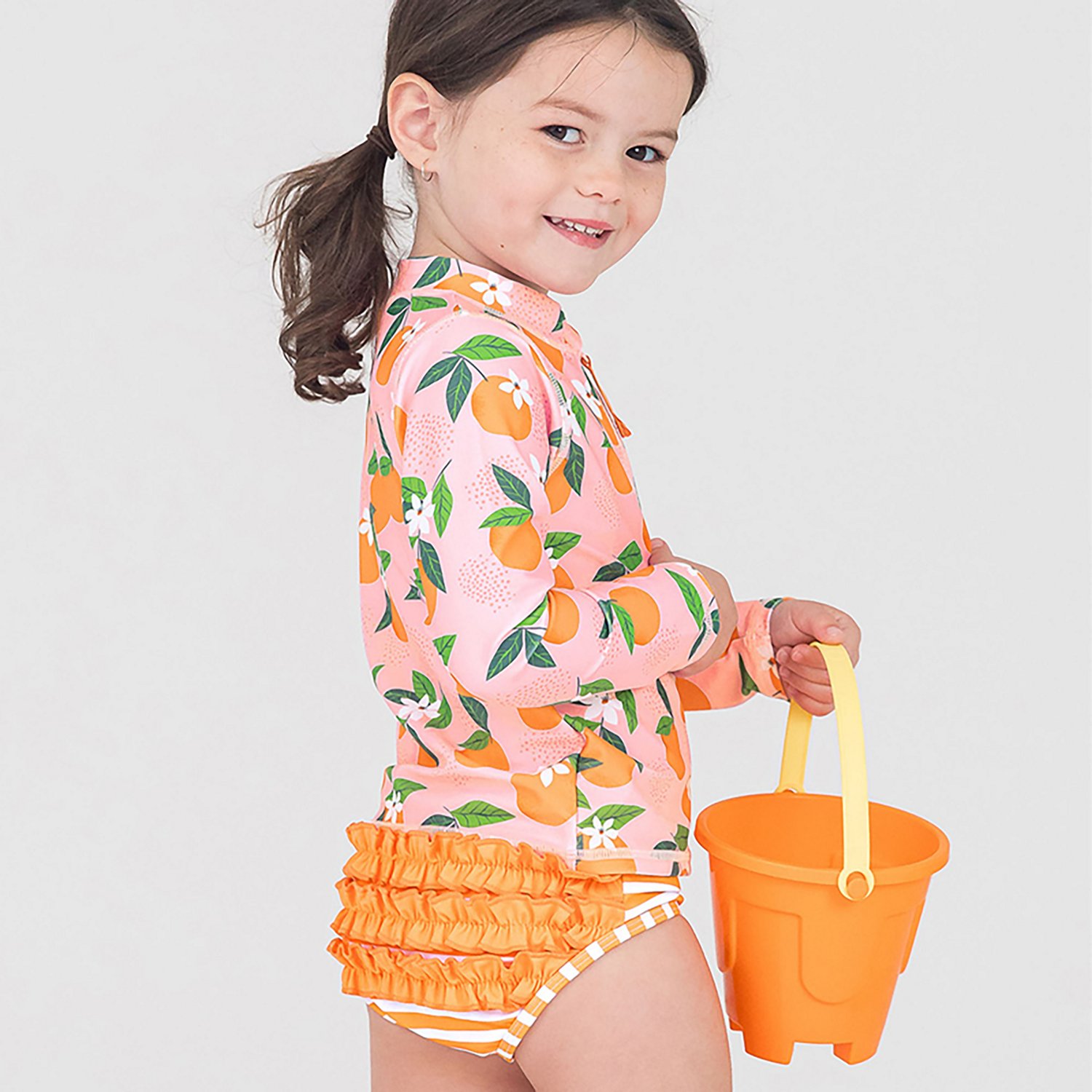 RuffleButts Girls' Long Sleeve Zipper Rash Guard Set - view number 2