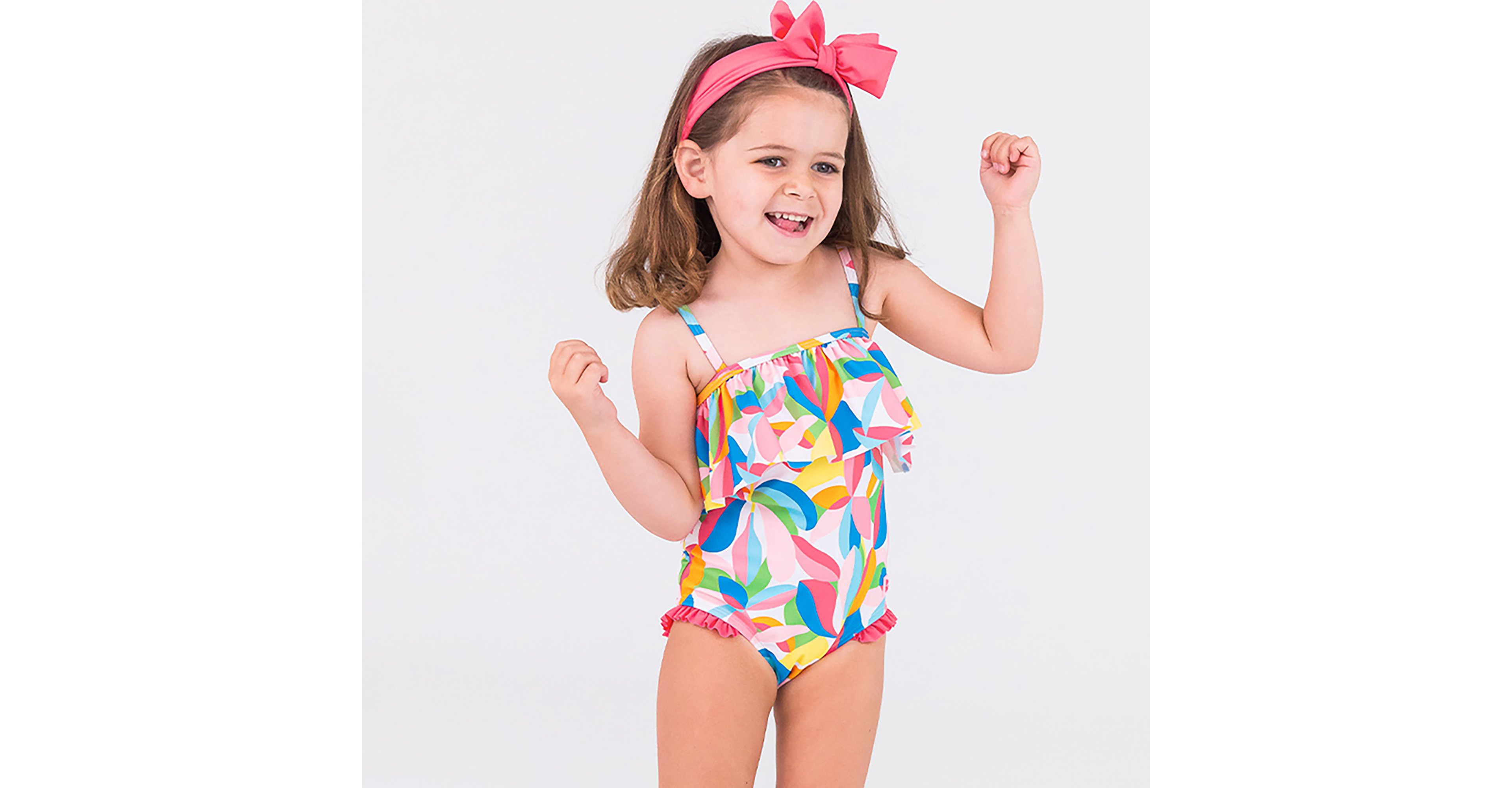 RuffleButts Girls' Tropical Ruffle One-Piece Swimsuit