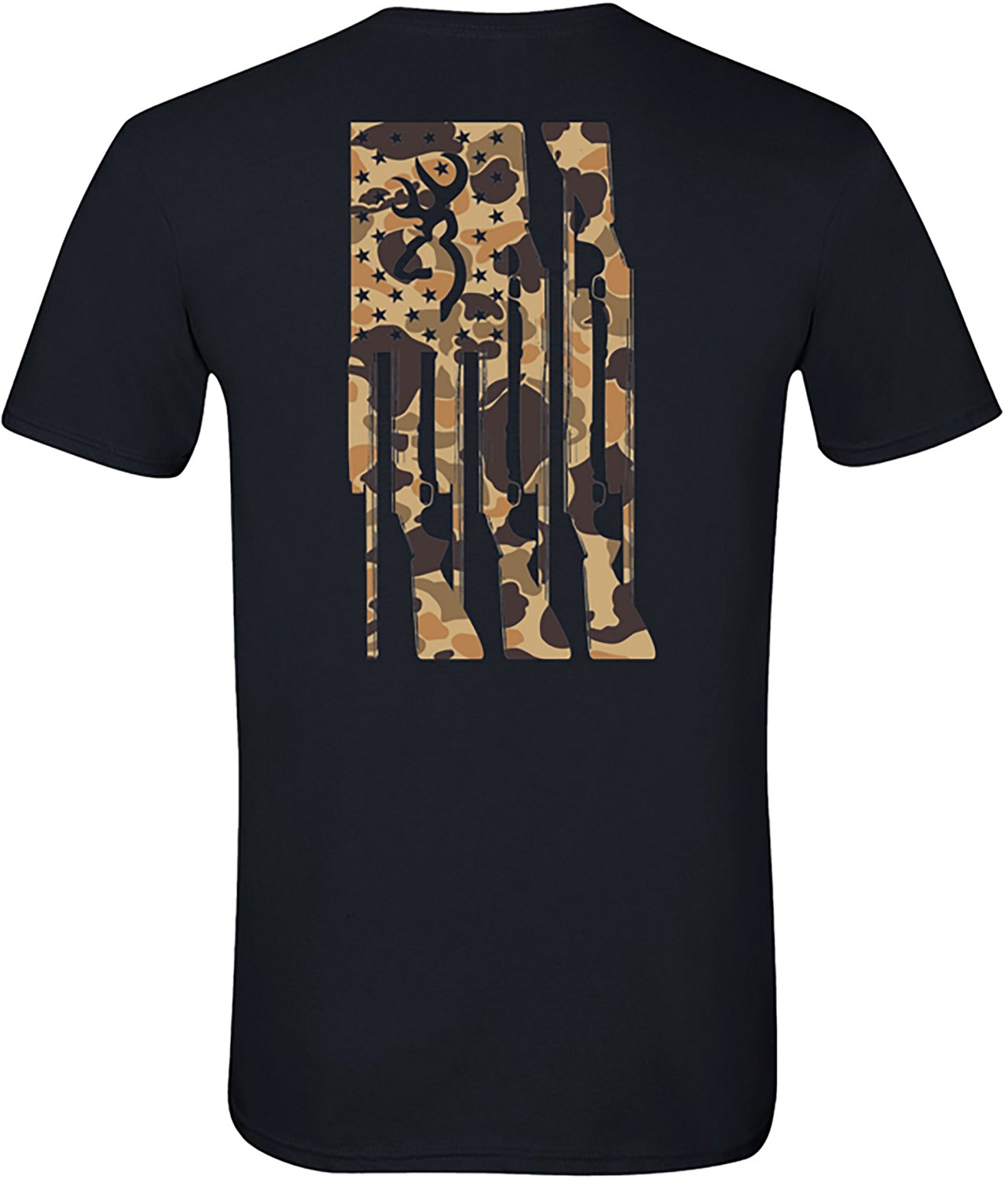 Browning Men's Duck Camo Rifle Flag Short Sleeve T-shirt
