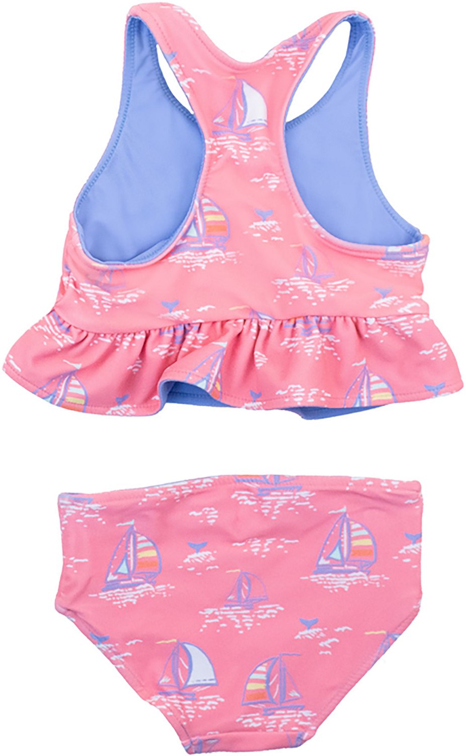 RuffleButts Girls' 4-7 Pink Seas the Day Reversible Peplum Tankini - view number 2