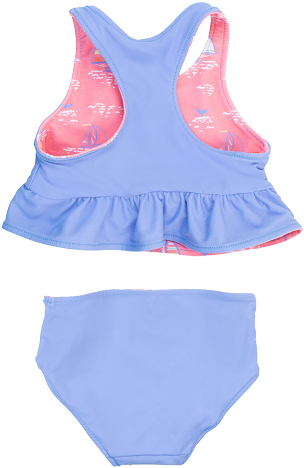 RuffleButts Girls' 4-7 Pink Seas the Day Reversible Peplum Tankini - view number 4