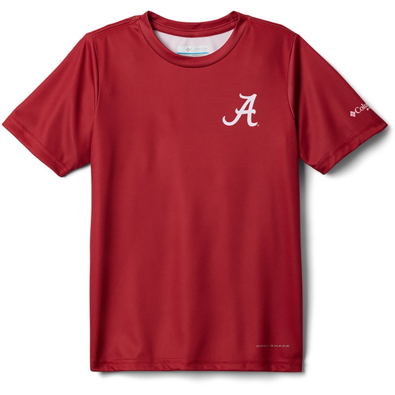 Columbia Big Boys' and Girls' Crimson Alabama Crimson Tide Terminal Tackle Omni-Shade T-Shirt - Crimson