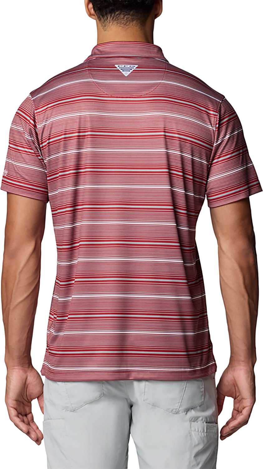 Columbia Arkansas Razorbacks PFG Super Terminal Tackle Omni-Shade Stripe Polo                                                    - view number 2