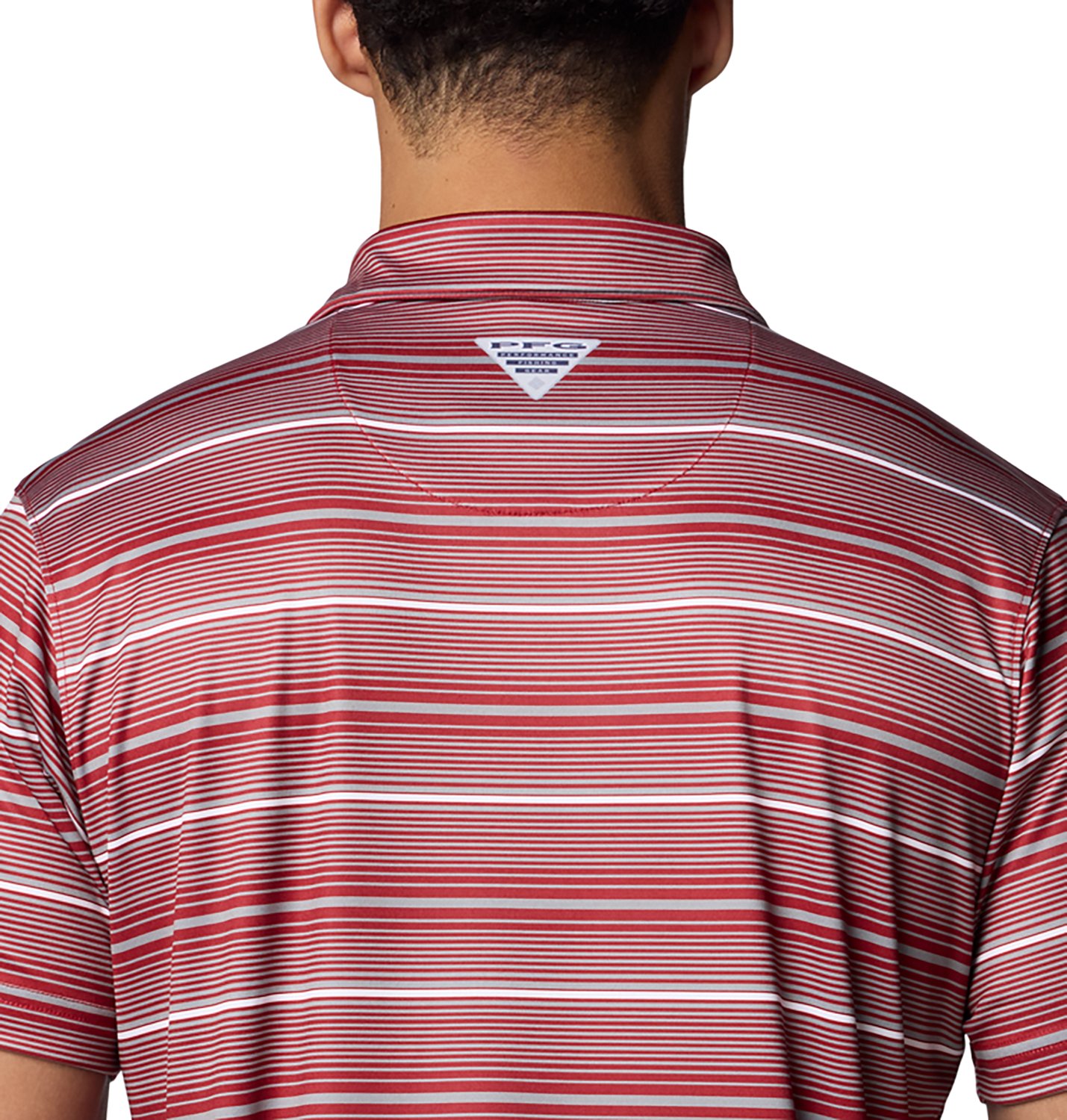 Columbia Arkansas Razorbacks PFG Super Terminal Tackle Omni-Shade Stripe Polo                                                    - view number 4