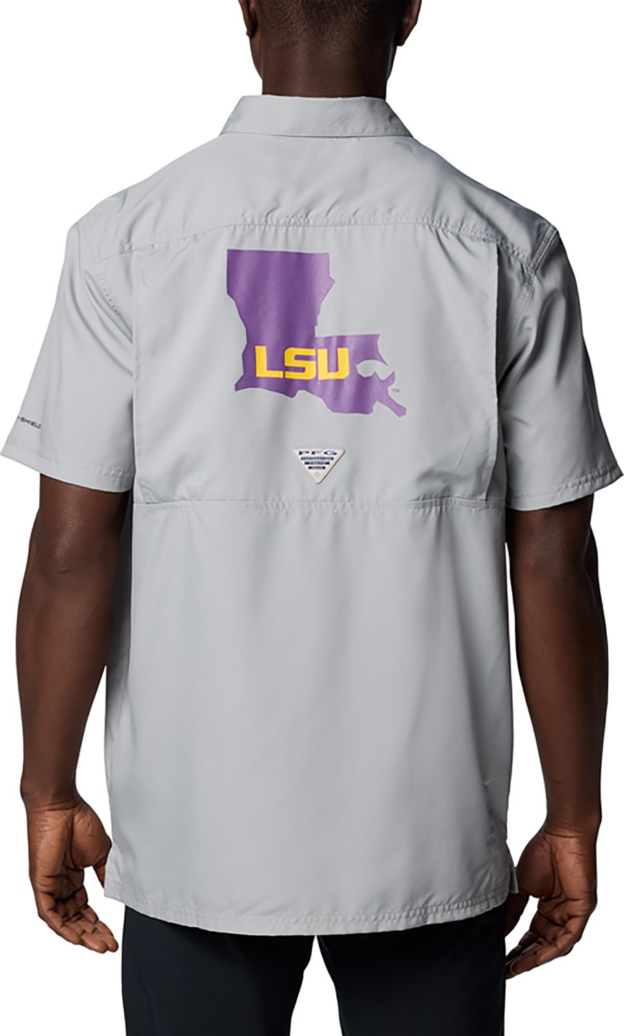 Columbia Sportswear Men's LSU Tigers Logo Slack Tide Camp Short Sleeve Shirt - view number 2