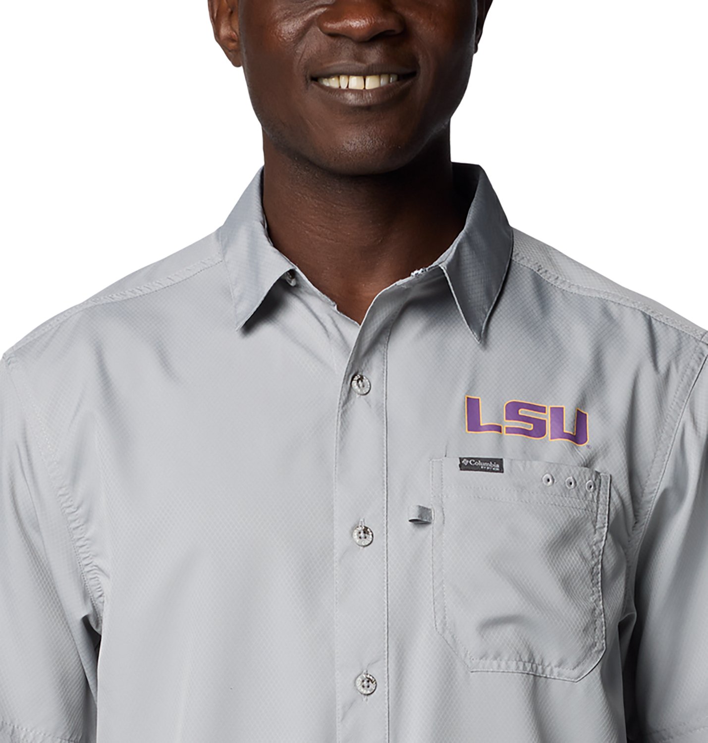 Columbia Sportswear Men's LSU Tigers Logo Slack Tide Camp Short Sleeve Shirt - view number 4