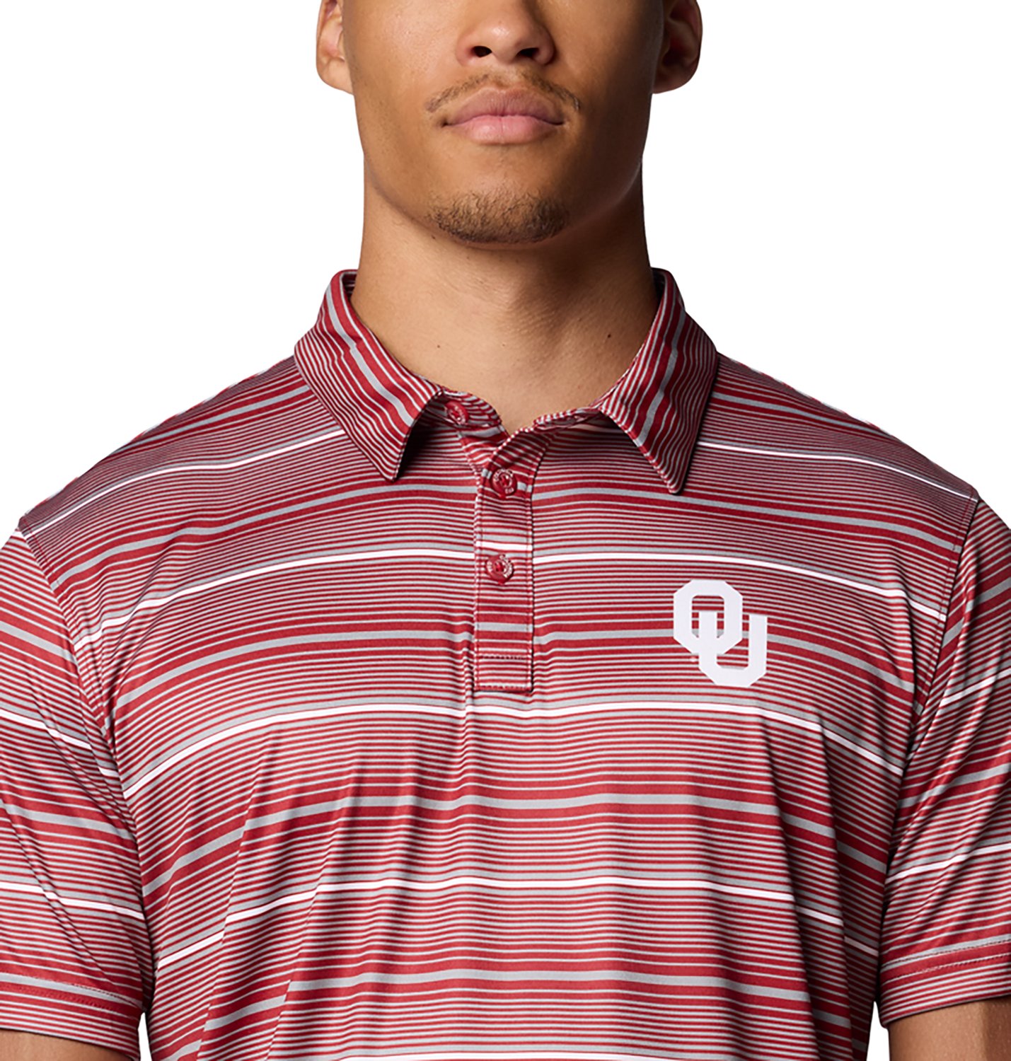 Columbia Oklahoma Sooners PFG Super Terminal Tackle Omni-Shade Stripe Polo