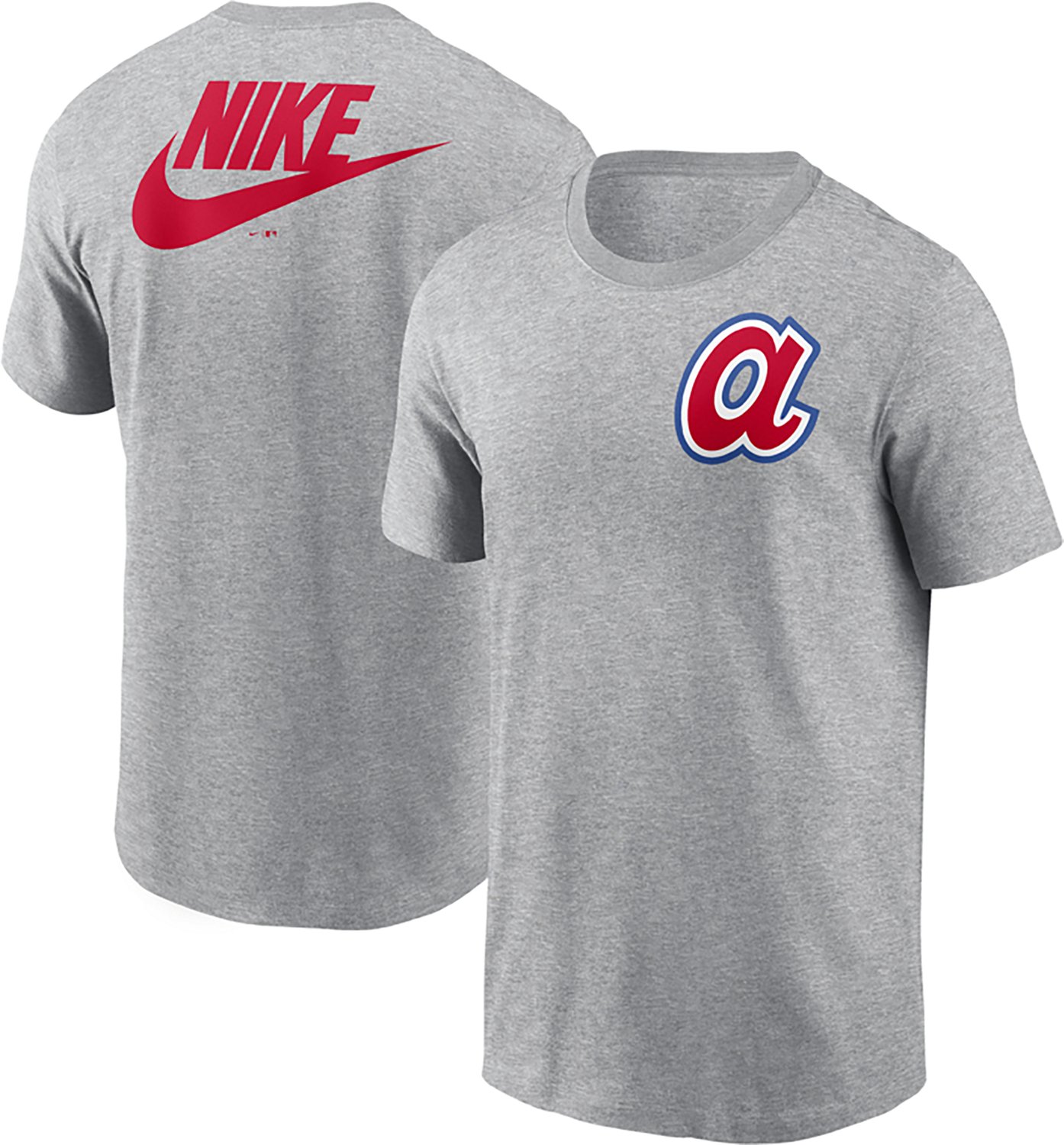 Nike Men's Braves Cooperstown Large Logo 2 Hit T-shirt - view number 3