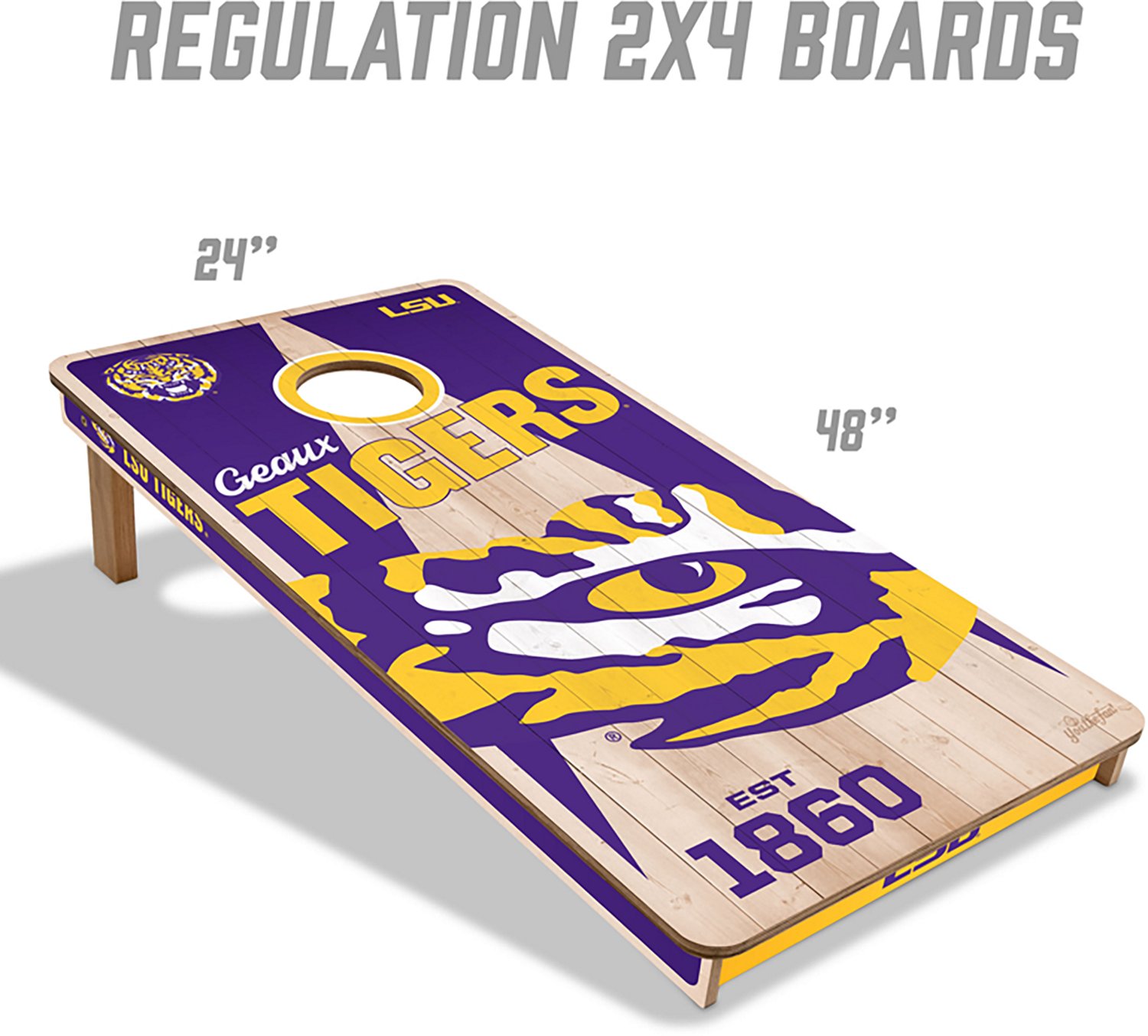 YouTheFan LSU Tigers 2 ft x 4 ft Solid Wood Cornhole Set - view number 2